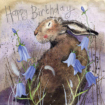 Birthday Card - Hare & Bluebells