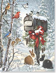Christmas Card - Mailbox with Dutch Bunnies