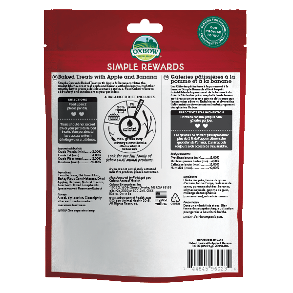 Oxbow SR Baked Treats - Apple Banana